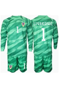 Fotbalové Dres Chorvatsko Dominik Livakovic #1 Brankářské Dětské Venkovní Oblečení ME 2024 Dlouhý Rukáv (+ trenýrky)